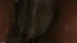 An oiled big ass ebony pounded in her pussy and milked on ass from BBC dude