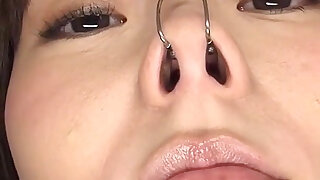 Nose Wide Open. Snot Dripping. She Sneezes and Tears on Your Face POV.