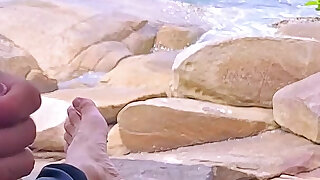 Handjob Surprise Ejaculation on the Beach