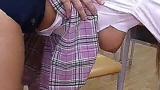 Japan college teen with hairy pussy fucked by teacher